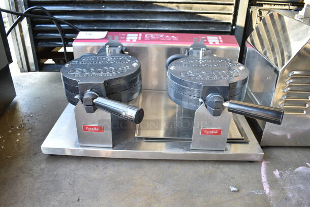 BRAND NEW SCRATCH AND DENT! 2023 Estella 348WCMX2A Stainless Steel Commercial Double Waffle Cone Maker. 120 Volts, 1 Phase. Tested and Working! - Image 2 of 5