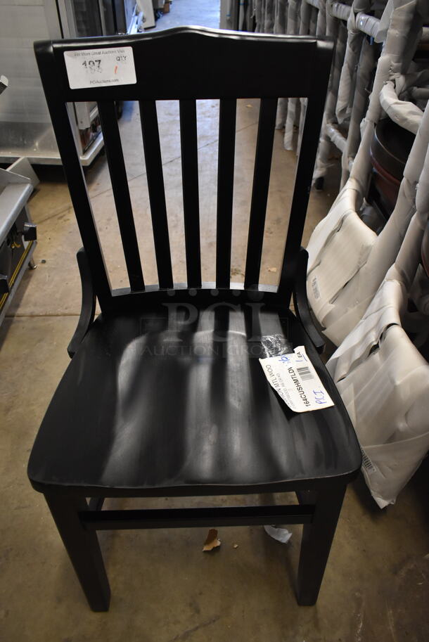BRAND NEW SCRATCH AND DENT! Lancaster Table & Seating Black Wood Pattern Dining Height Chair. 