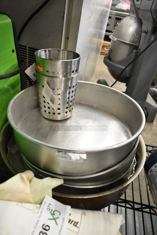 7 Various Items Including Silverware Cups, Metal Round Baking Pans. 7 Times Your Bid!  - Image 1 of 6