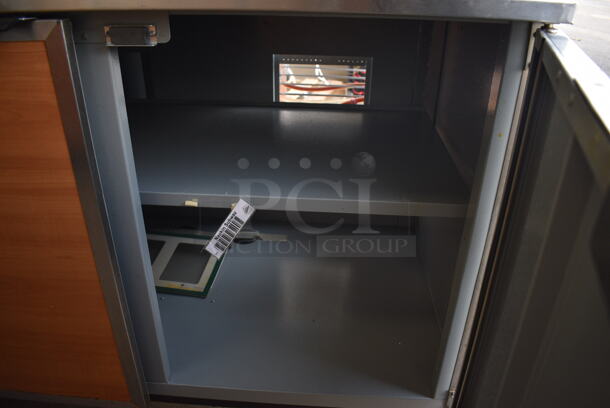 Duke Model SUB-P-48M Stainless Steel Commercial 2 Door Counter w/ Wood Pattern Doors and Backsplash. 48x30x40 - Image 4 of 6