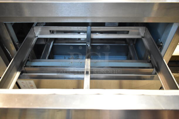 Delfield Stainless Steel Commercial Sandwich Salad Prep Table Bain Marie Mega Top w/ 4 Drawers and Over Shelf. Tested and Powers On But Does Not Get Cold - Image 3 of 6
