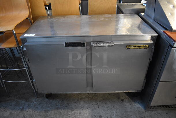 Beverage Air Model UCR48 Stainless Steel Commercial 2 Door Undercounter Cooler on Commercial Casters. 115 Volts, 1 Phase. 48x28.5x34.5. Tested and Working!