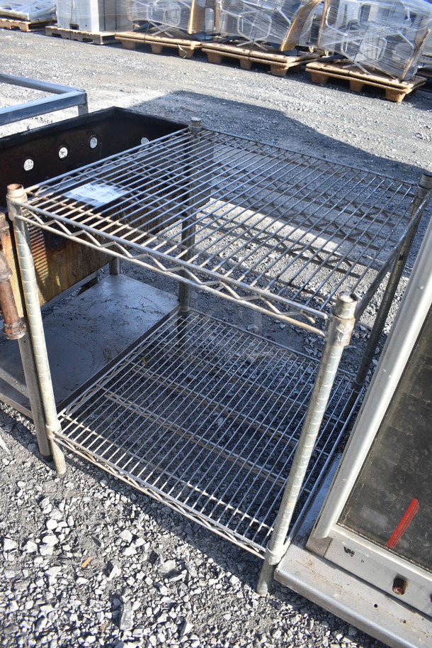 Chrome Finish 2 Tier Wire Shelving Unit. BUYER MUST DISMANTLE. PCI CANNOT DISMANTLE FOR SHIPPING. PLEASE CONSIDER FREIGHT CHARGES. 24x24x30 - Image 2 of 3