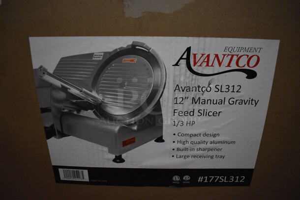 BRAND NEW IN BOX! Avantco SL312 Stainless Steel Commercial Countertop Meat Slicer w/ Blade Sharpener. 115 Volts, 1 Phase. 23x18x17. Tested and Working! - Image 8 of 9
