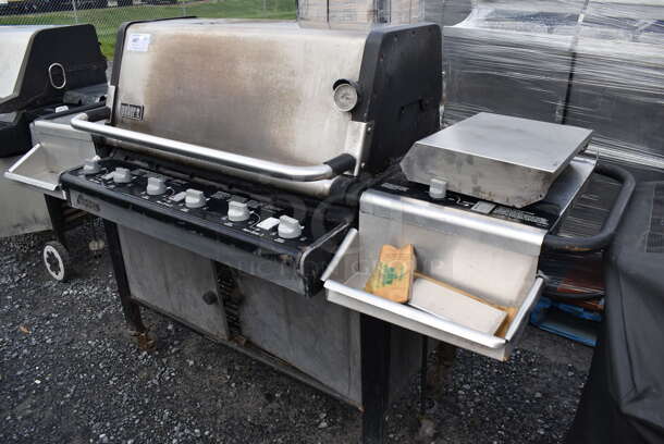 Weber Summit Metal Outdoor Propane Gas Powered Grill w/ Right Side Single Burner Range on Commercial Casters. 78x28x48 - Image 3 of 12