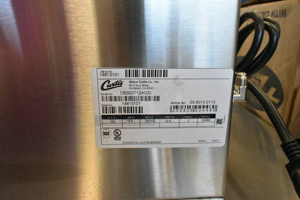 BRAND NEW SCRATCH AND DENT! Curtis D500GT12A000 Stainless Steel Commercial Countertop Coffee Machine w/ Metal Brew Basket. 120 Volts, 1 Phase.  - Image 7 of 7