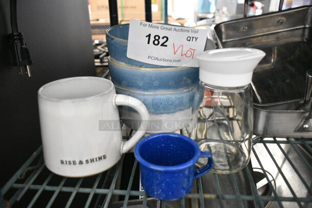 ALL ONE MONEY! Lot of Various Items Including Mug, Bowls and Syrup Pourer - Image 1 of 4