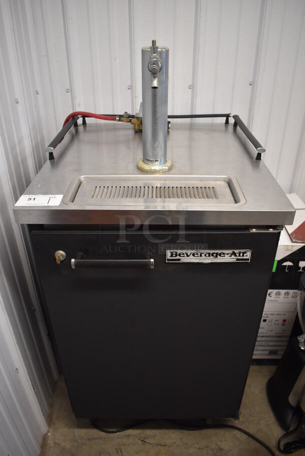 Beverage Air BM23 Metal Commercial Direct Draw Kegerator w/ Beer Tower and Coupler on Commercial Casters. 115 Volts, 1 Phase. 24x28x49.5. Tested and Powers On But Temps at 41 Degrees