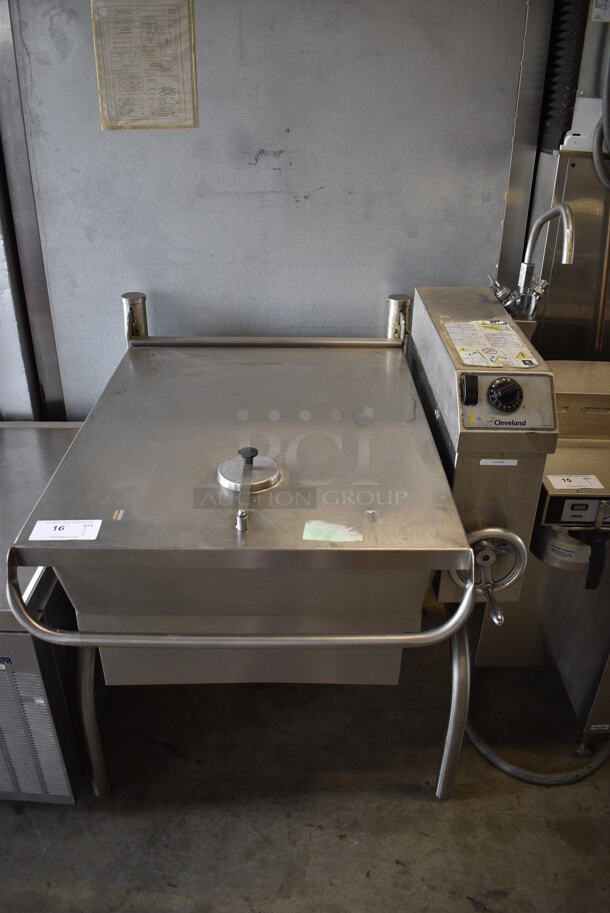 Cleveland Model SEL-30-T1 Stainless Steel Commercial Electric Powered Floor Style Manual Tilting Braising Pan. 480 Volts, 3 Phase. 38x40x53