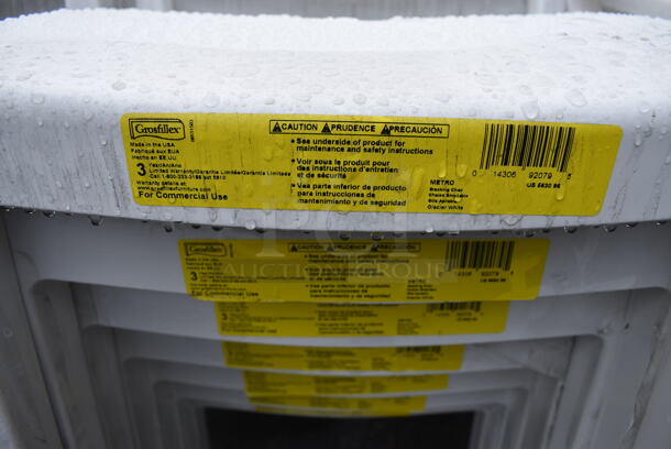 7 BRAND NEW SCRATCH AND DENT! Grosfillex XA653096 / US653096 Metro Glacier White Indoor / Outdoor Stacking Resin Chair. 16x18x32. 7 Times Your Bid! - Image 4 of 4