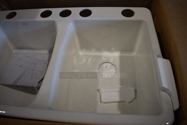 BRAND NEW IN BOX! Kohler 5873-5U-0 Deerfield Double Equal Drop In Sink. 33x22x9. Bays 14.5x16.5x9 - Image 3 of 7