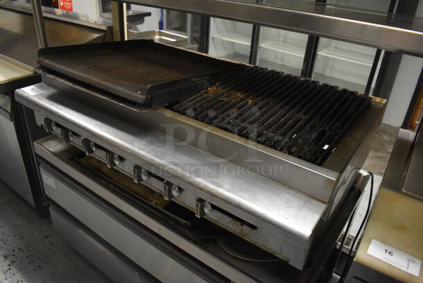 Imperial Stainless Steel Commercial Gas Powered Charbroiler Grill w/ Griddle. 48x32x14 BUYER MUST REMOVE. Item Was in Working Condition on Last Day of Business. (kitchen) - Image 2 of 6