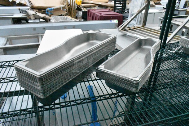 Green Finish 5 Tier Wire Shelving Unit on Commercial Casters w/ Contents Including Stainless Steel Drop In Bins, China Cap Strainer and Ice Bucket. BUYER MUST DISMANTLE. PCI CANNOT DISMANTLE FOR SHIPPING. PLEASE CONSIDER FREIGHT CHARGES.  - Image 7 of 12