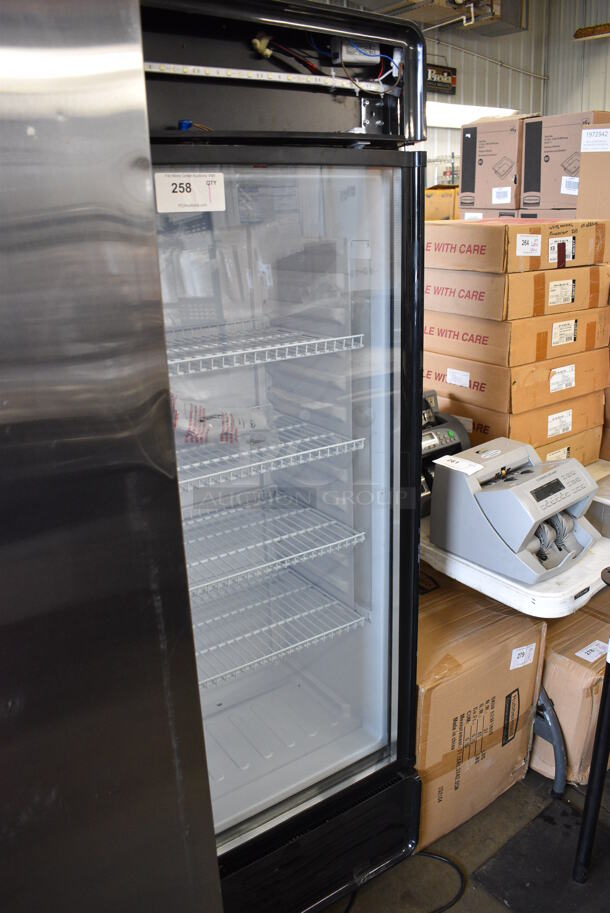 BRAND NEW SCRATCH AND DENT! KoolMore Model MDR-9CP Metal Commercial Single Door Reach In Cooler Merchandiser w/ Poly Coated Racks. 115 Volts, 1 Phase. 21x21x69. Tested and Working! - Image 3 of 8
