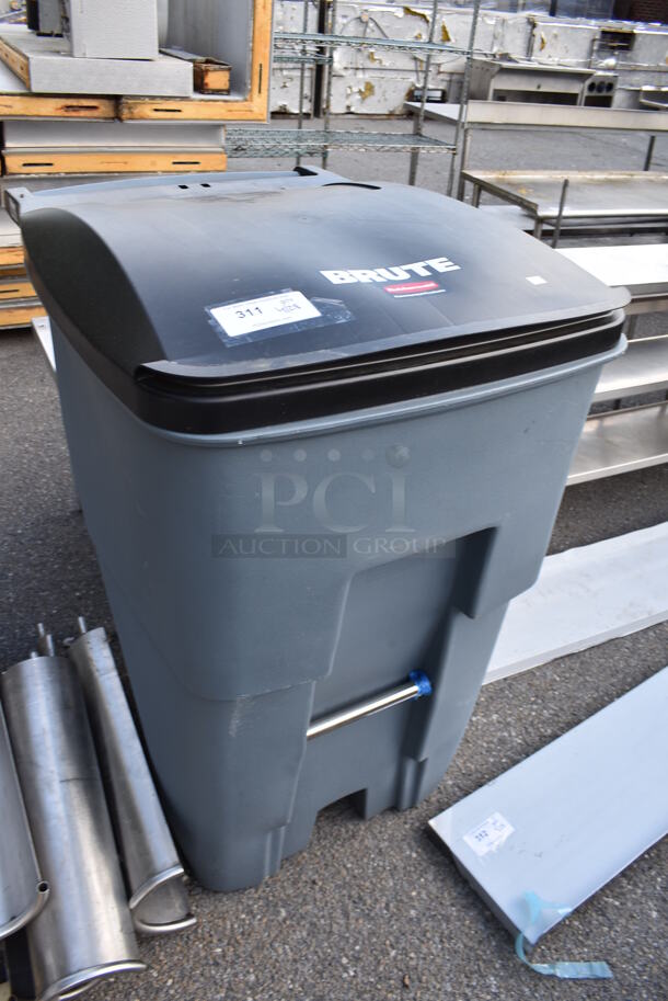 Rubbermaid Brute Gray and Black Poly Trash Can. - Image 2 of 3