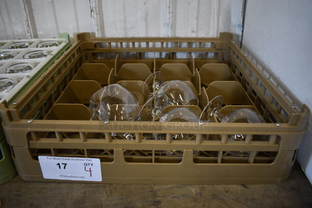4 Stemmed Beverage Glasses in Dish Caddy. 3.5x3.5x4.5. 4 Times Your Bid! - Image 3 of 3