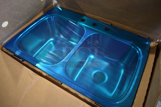 BRAND NEW IN BOX! Kohler 5267-3-NA Stainless Steel Double Equal Drop In Sink. 33x20x9. Bays 14.5x15.5x9 - Image 2 of 6
