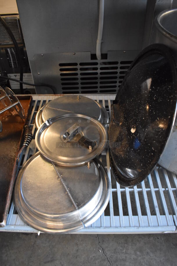 ALL ONE MONEY! Tier Lot of Various Items Including Metal Stock Pot, Metal Lids and Griddle Top - Image 5 of 7