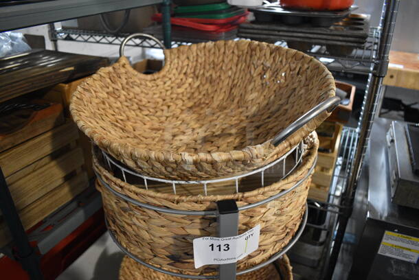 Gray Metal 3 Tier Basket Rack on Commercial Casters. - Image 2 of 4