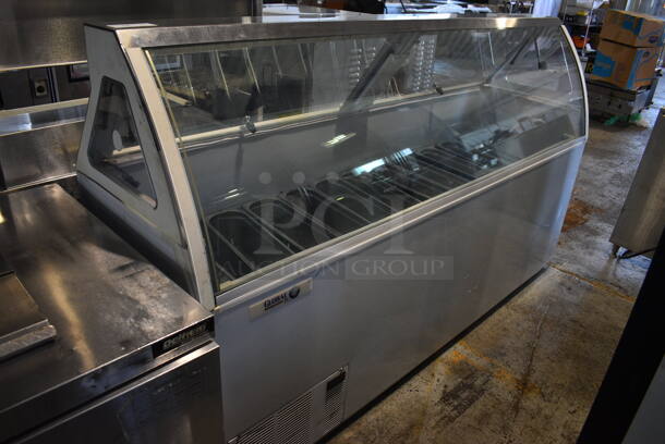 Global Metal Commercial Floor Style Gelato Case Merchandiser w/ Stainless Steel Drop In Bins. 88x27x52. Tested and Does Not Power On - Image 2 of 7