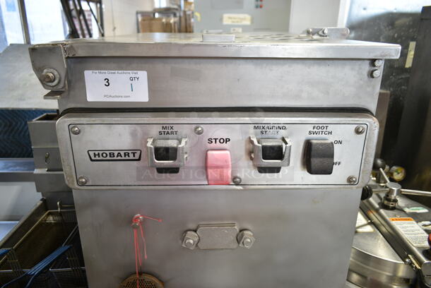 Hobart 4246 S Metal Commercial Floor Style Electric Powered Meat Mixer Grinder w/ Foot Pedal on Commercial Casters. 208 Volts, 3 Phase.  - Image 3 of 9