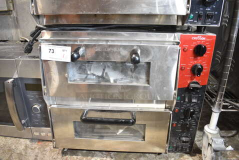 2024 Crosson CPO-320 Stainless Steel Commercial Countertop Electric Powered 2 Deck Pizza Oven w/ Broken Cooking Stones. 120 Volts, 1 Phase. Tested and Working!