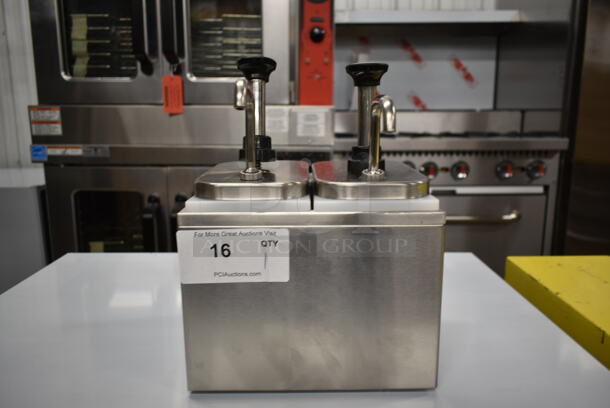 BRAND NEW SCRATCH AND DENT! Stainless Steel Commercial Countertop 2 Well Topping Dispenser.