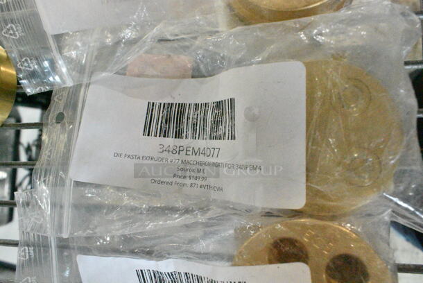 4 BRAND NEW SCRATCH AND DENT! Items Including Estella 348PEM4D220 #220 Casarecce Pasta Die - 8.8 mm (11/32"), Estella 348PEM4D34 #34 Tagliatelle Pasta Die - 6 mm (15/64"), Estella 348PEM4D77 #77 Rigatoni Pasta Die - 8 mm (5/16"), Estella 348PEM4D240 #240 Fusilli Pasta Die - 8.4 mm (21/64"). 4 Times Your Bid!  - Image 5 of 6