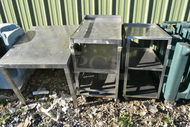 3 Various Metal Items Including Table and Two 3 Tier Carts. Includes 16x27x32, 27x32x27, 15x31x34. 3 Times Your Bid!  - Image 1 of 9