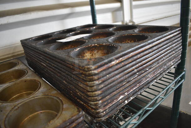 12 Metal 12 Cup Muffin Baking Pans. 13.5x18x1.5. 12 Times Your Bid! - Image 3 of 3