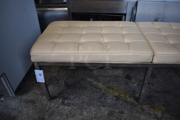 Tan Bench on Chrome Finish Frame. 54x20x17 - Image 5 of 6