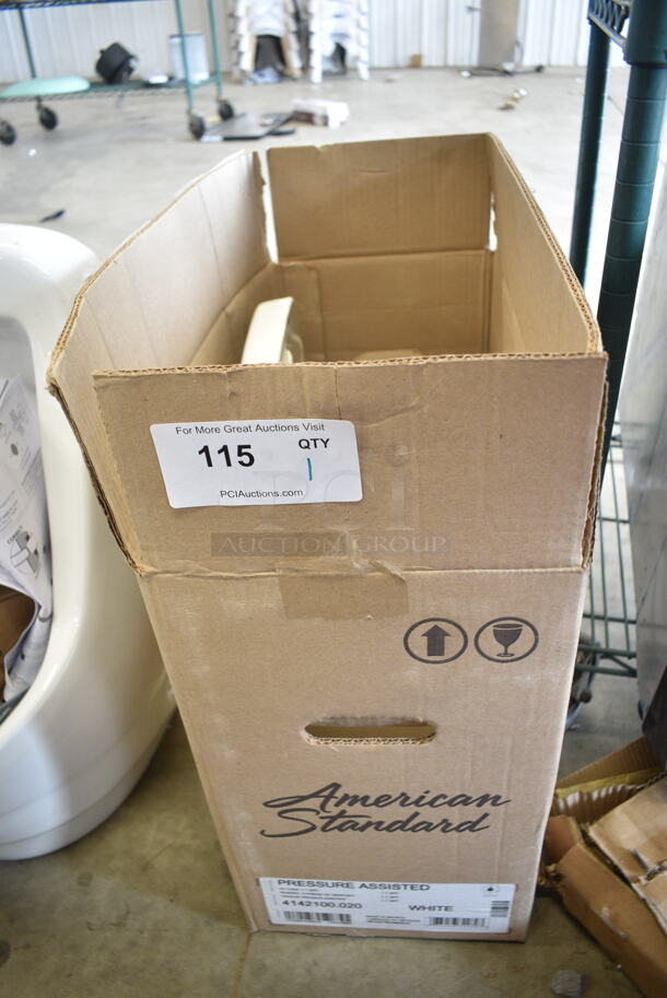 BRAND NEW SCRATCH AND DENT! American Standard Yorkville FloWise Right Height 4142100.020 Vitreous China Pressure-Assisted Flushometer Toilet Tank with Lid - 1.1 GPF - Image 2 of 4