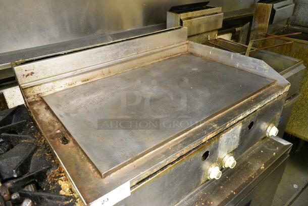 Stainless Steel Commercial Countertop Natural Gas Powered Flat Top Griddle. This Unit Was In Working Condition When the Restaurant Closed. (kitchen) - Image 3 of 4