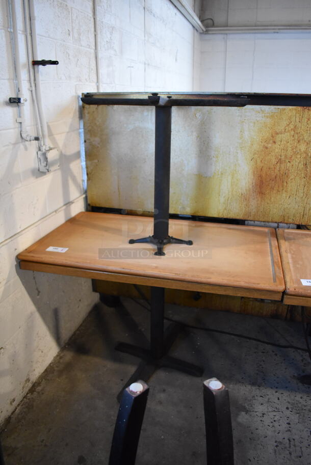 2 Wood Pattern Tables on Black Metal Table Base. 46x28x29.5. 2 Times Your Bid! - Image 5 of 5