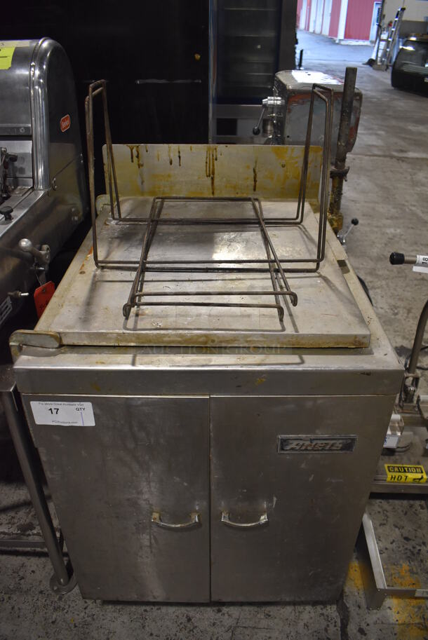 Anets BFF-18x26-B Stainless Steel Commercial Floor Style Natural Gas Powered Donut Fryer. 27x35x48