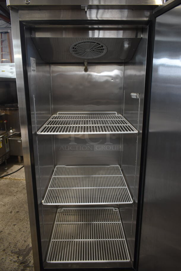 2014 Atosa MBF8004 Stainless Steel Commercial Single Door Reach In Cooler w/ Poly Coated Racks on Commercial Casters. 115 Volts, 1 Phase. Tested and Working! - Image 5 of 6
