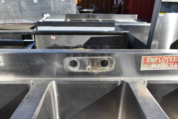 Stainless Steel Commercial 3 Bay Back Bar Sink w/ Right Side Drain Board. - Image 4 of 6