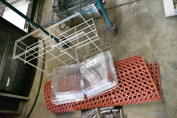 ALL ONE MONEY! Lot of Orange Anti Fatigue Floor Mat, Clear Lids and White Racks.  - Image 1 of 9
