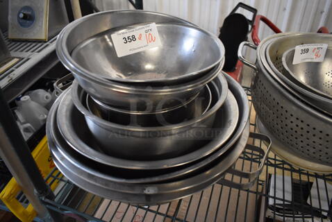 ALL ONE MONEY! Lot of 10 Various Metal Bowls. Includes 10.5x10.5x3.5