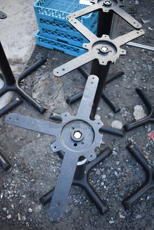 3 Black Metal Table Bases. Two Have Missing Prong. 22x22x28. 3 Times Your Bid! - Image 3 of 3