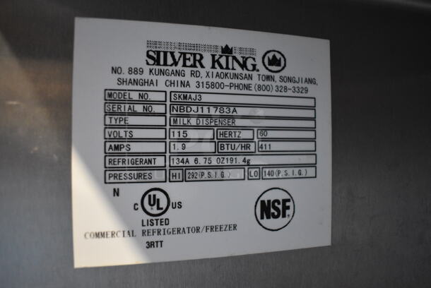 Silver King Model SKMAJ3 Stainless Steel Commercial Countertop Milk Dispenser. Does Not Have Refrigeration or Electrical. 115 Volts, 1 Phase. 38x17.5x39.5 - Image 6 of 6