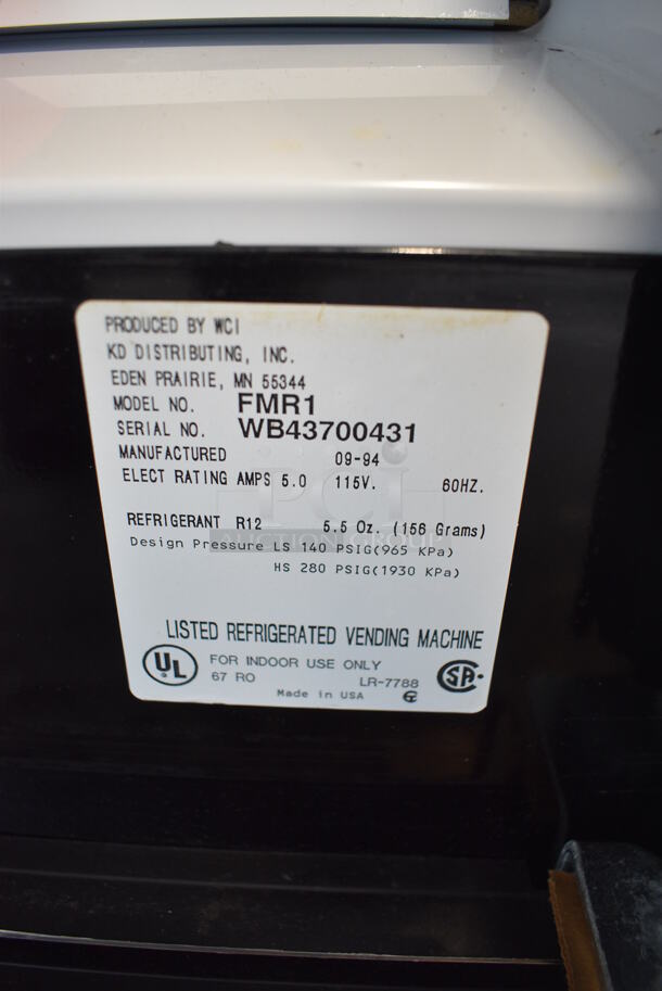 KD Distributing Model FMR1 Metal Commercial Refrigerated Juice Mate Vending Machine. 115 Volts, 1 Phase. 28x27x56. Tested and Working! - Image 7 of 7