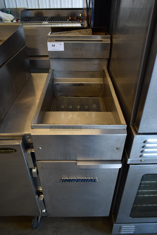 Imperial IFS-40 Stainless Steel Commercial Floor Style Natural Gas Powered Deep Fat Fryer. 105,000 BTU.