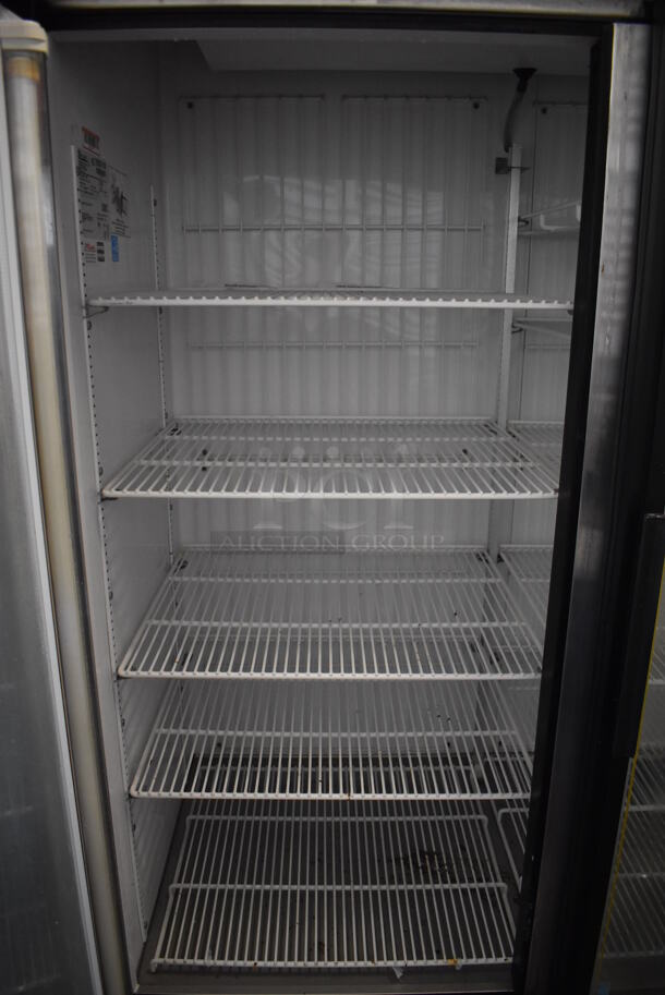 2013 True GDM-49F ENERGY STAR Metal Commercial 2 Door Reach In Freezer Merchandiser w/ Poly Coated Racks on Commercial Casters. 115/208-230 Volts, 1 Phase. 54x32x82. Tested and Working! - Image 4 of 5