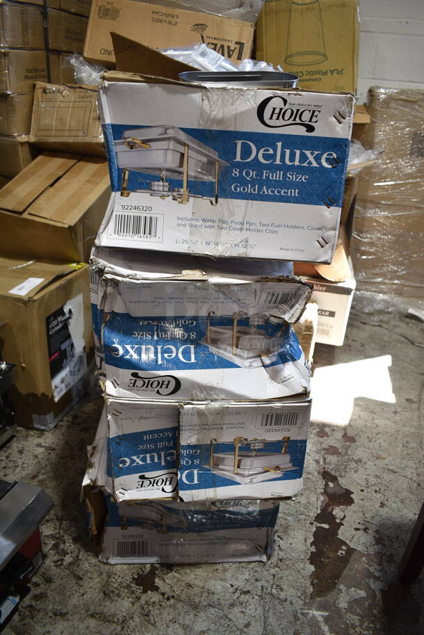 4 BRAND NEW SCRATCH AND DENT! Choice 92246320 Deluxe 8 Qt. Full Size Gold Accent Chafer. 4 Times Your Bid! - Image 2 of 6