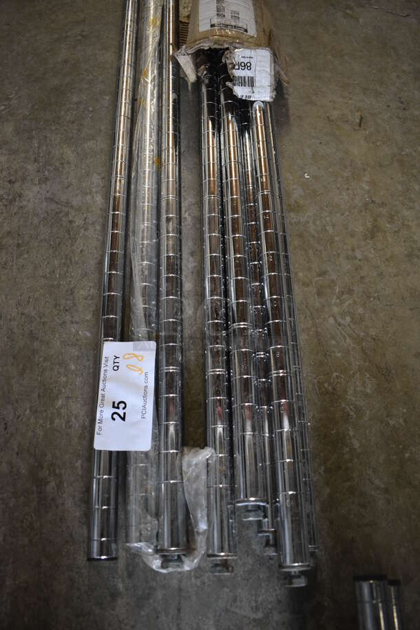 ALL ONE MONEY! Lot of 8 Chrome Finish Poles! 87" - Image 2 of 3