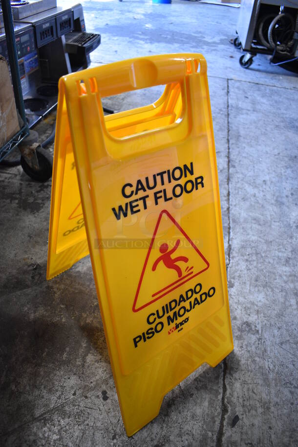 3 Winco Yellow Poly Wet Floor Caution Signs. 12x1.5x24.5. 3 Times Your Bid! - Image 2 of 3