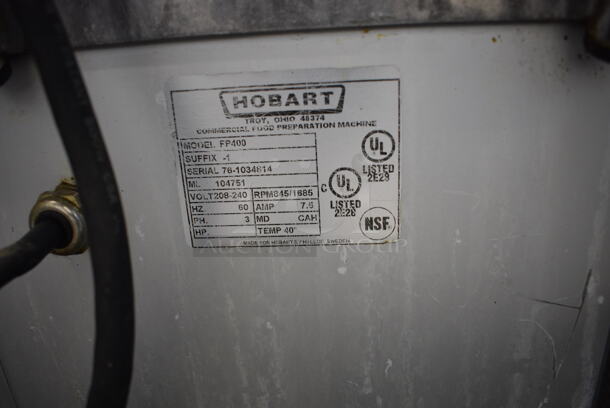 Hobart FP400 Metal Commercial Floor Style Food Processor. 208-240 Volts, 3 Phase. 22x26x54 - Image 7 of 7