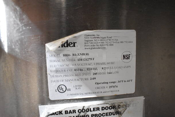 Glastender BB36-R1-XNH(R) Stainless Steel Commercial Single Door Direct Draw Kegerator w/ Beer Tower and Drip Tray. Door Needs To Be Attached. 115 Volts, 1 Phase. Tested and Working! - Image 6 of 6