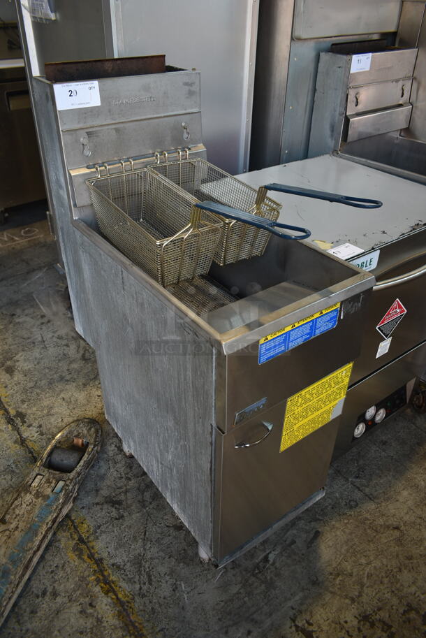 2015 Pitco Frialator 40D Stainless Steel Commercial Floor Style Natural Gas Powered Deep Fat Fryer w/ 2 Metal Fry Baskets. 115,000 BTU. - Image 2 of 8